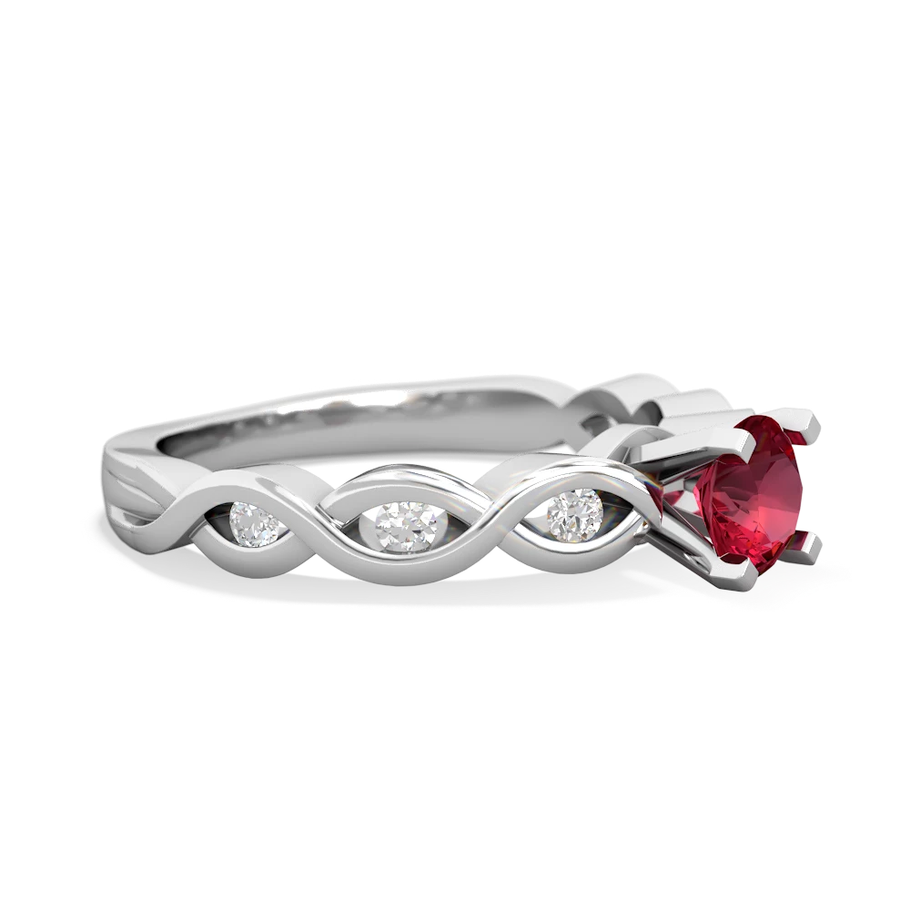 Lab Ruby Infinity 5Mm Round Engagement 14K White Gold ring R26315RD