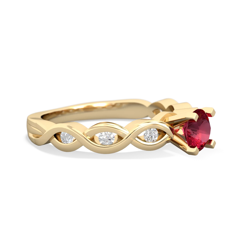 Lab Ruby Infinity 5Mm Round Engagement 14K Yellow Gold ring R26315RD