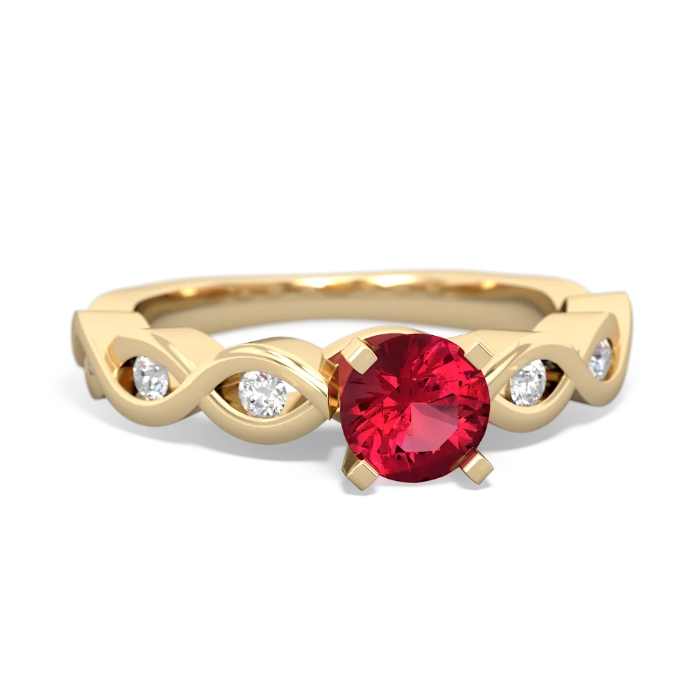 Lab Ruby Infinity 5Mm Round Engagement 14K Yellow Gold ring R26315RD