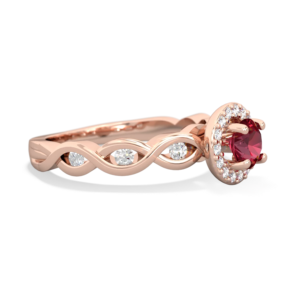 Lab Ruby Infinity Halo Engagement 14K Rose Gold ring R26315RH