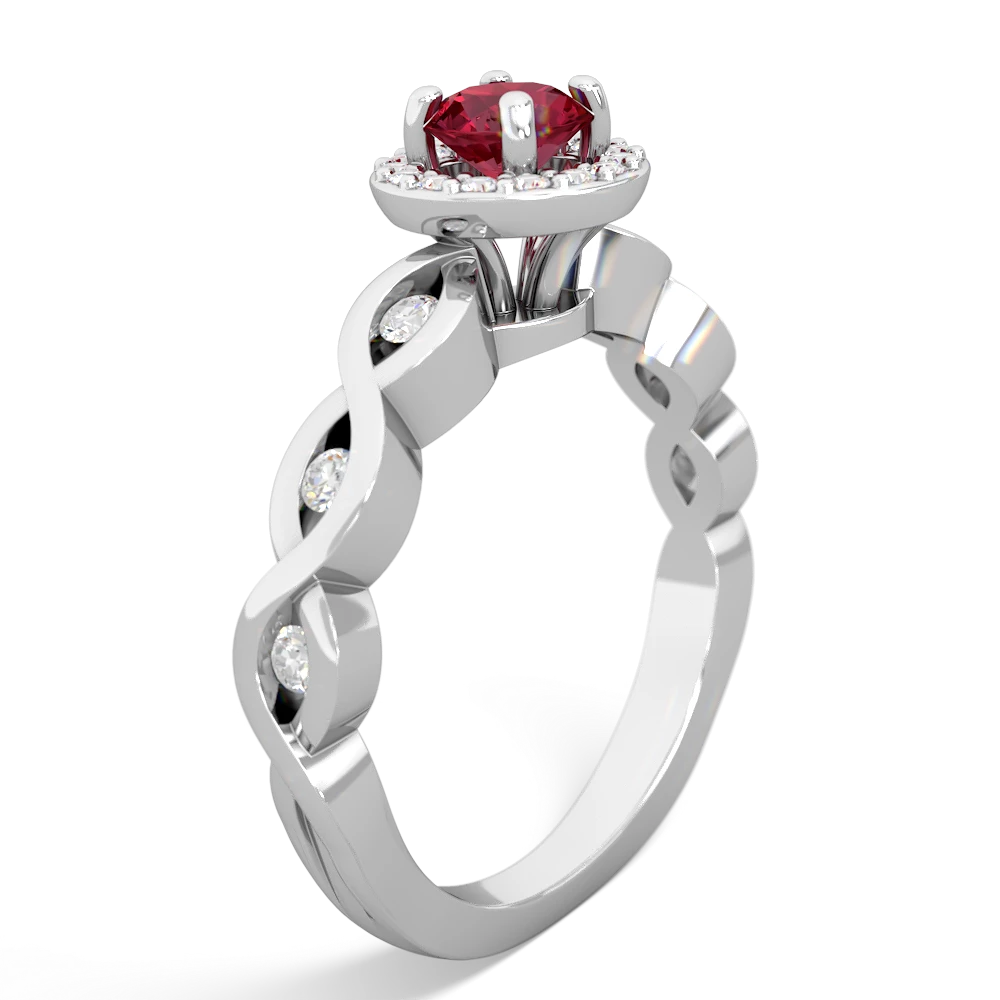 Lab Ruby Infinity Halo Engagement 14K White Gold ring R26315RH