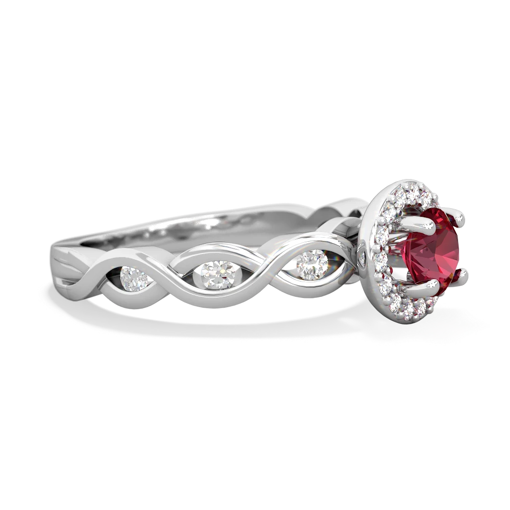 Lab Ruby Infinity Halo Engagement 14K White Gold ring R26315RH