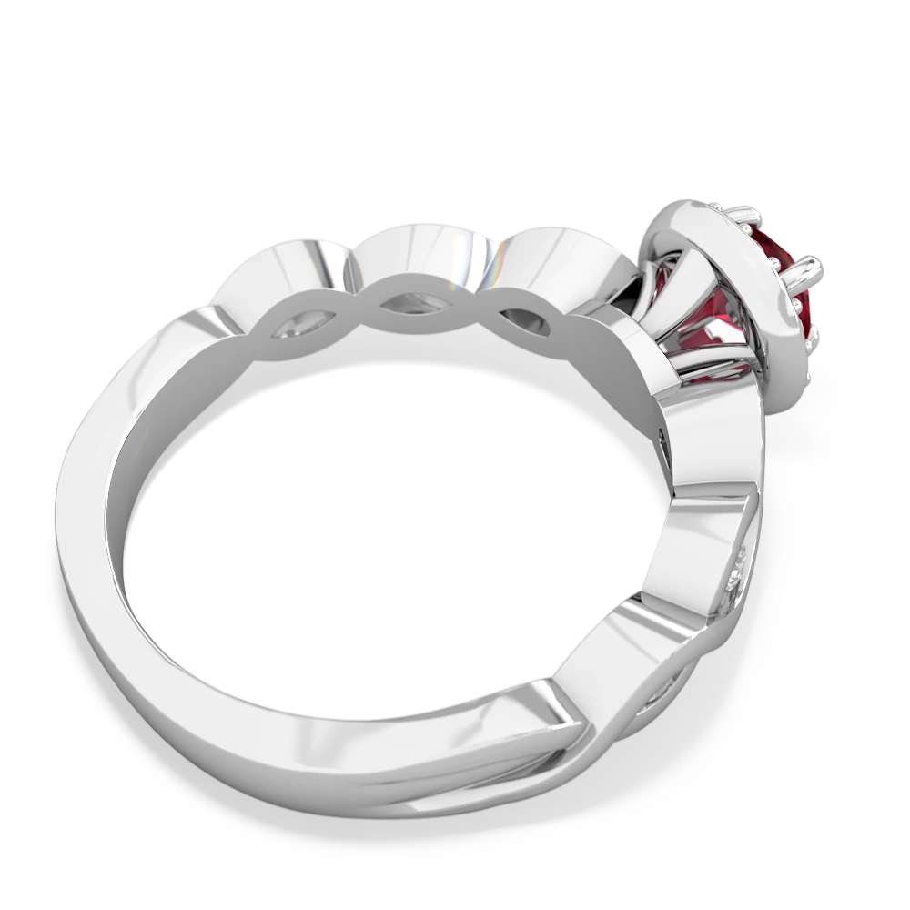 Lab Ruby Infinity Halo Engagement 14K White Gold ring R26315RH