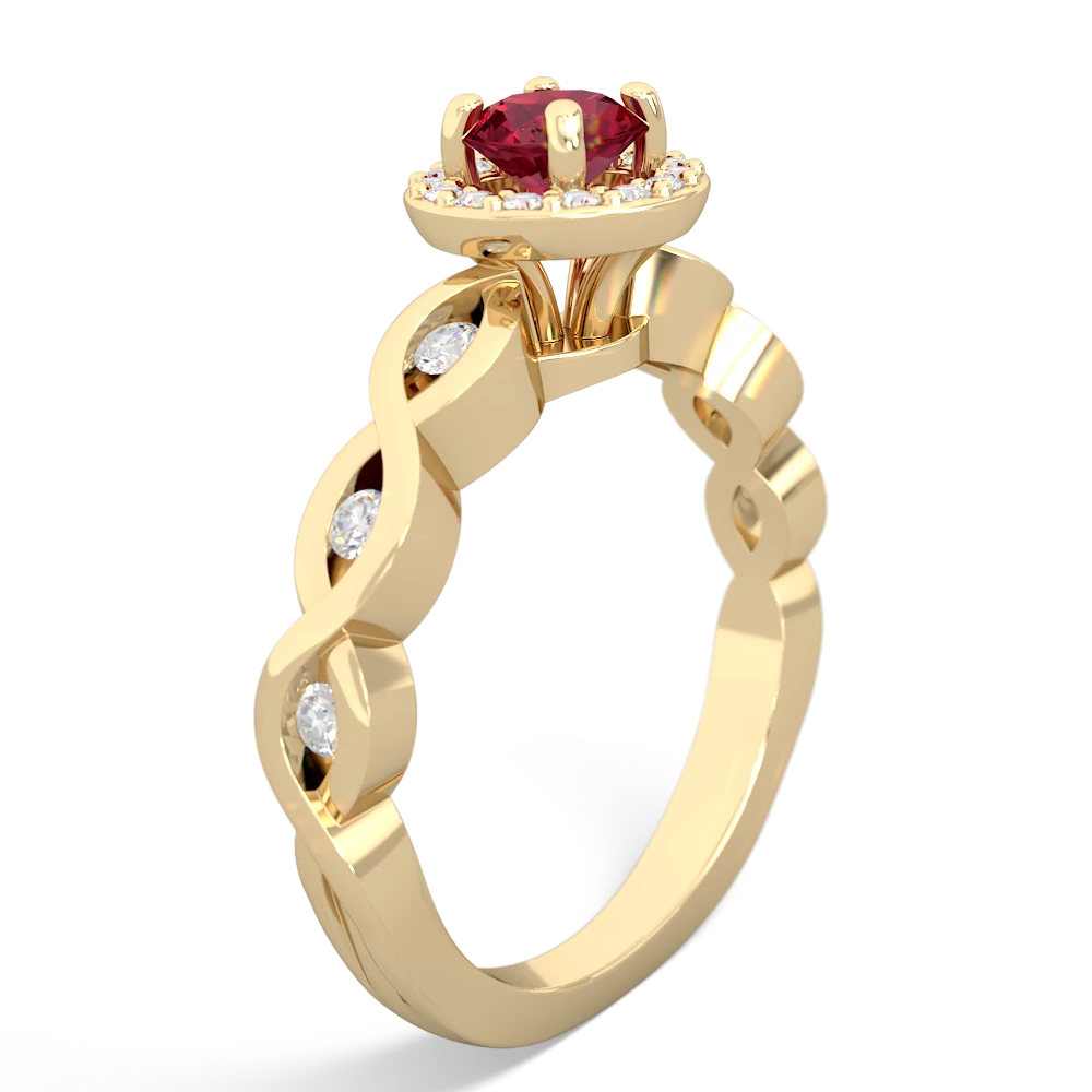 Lab Ruby Infinity Halo Engagement 14K Yellow Gold ring R26315RH