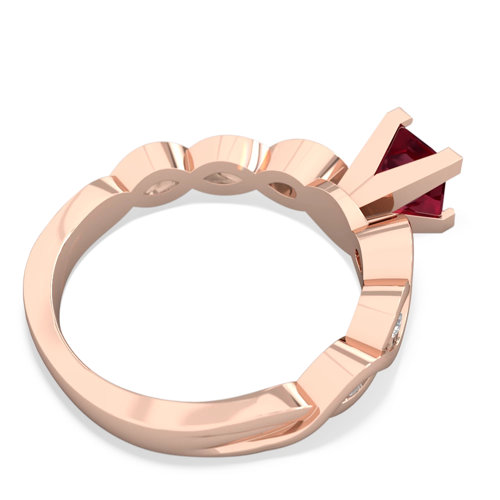 Lab Ruby Infinity 5Mm Square Engagement 14K Rose Gold ring R26315SQ