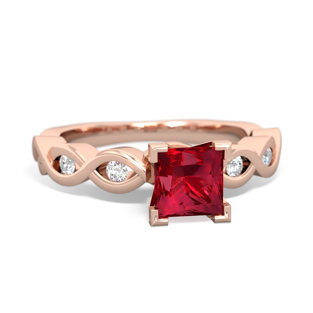 Lab Ruby Infinity 5Mm Square Engagement 14K Rose Gold ring R26315SQ