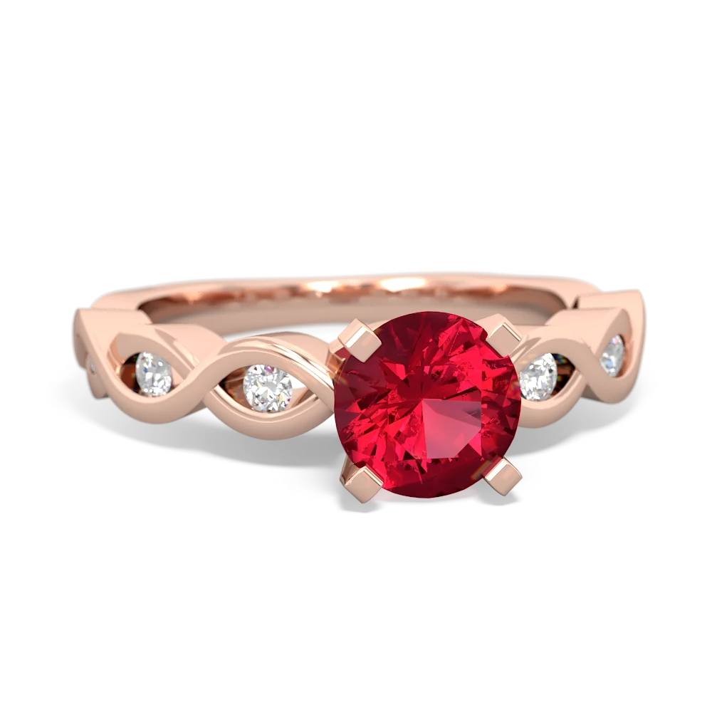 Lab Ruby Infinity 6Mm Round Engagement 14K Rose Gold ring R26316RD