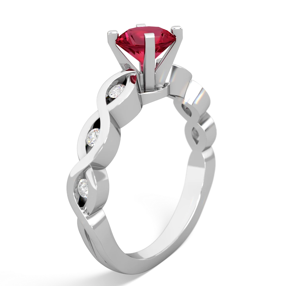 Lab Ruby Infinity 6Mm Round Engagement 14K White Gold ring R26316RD