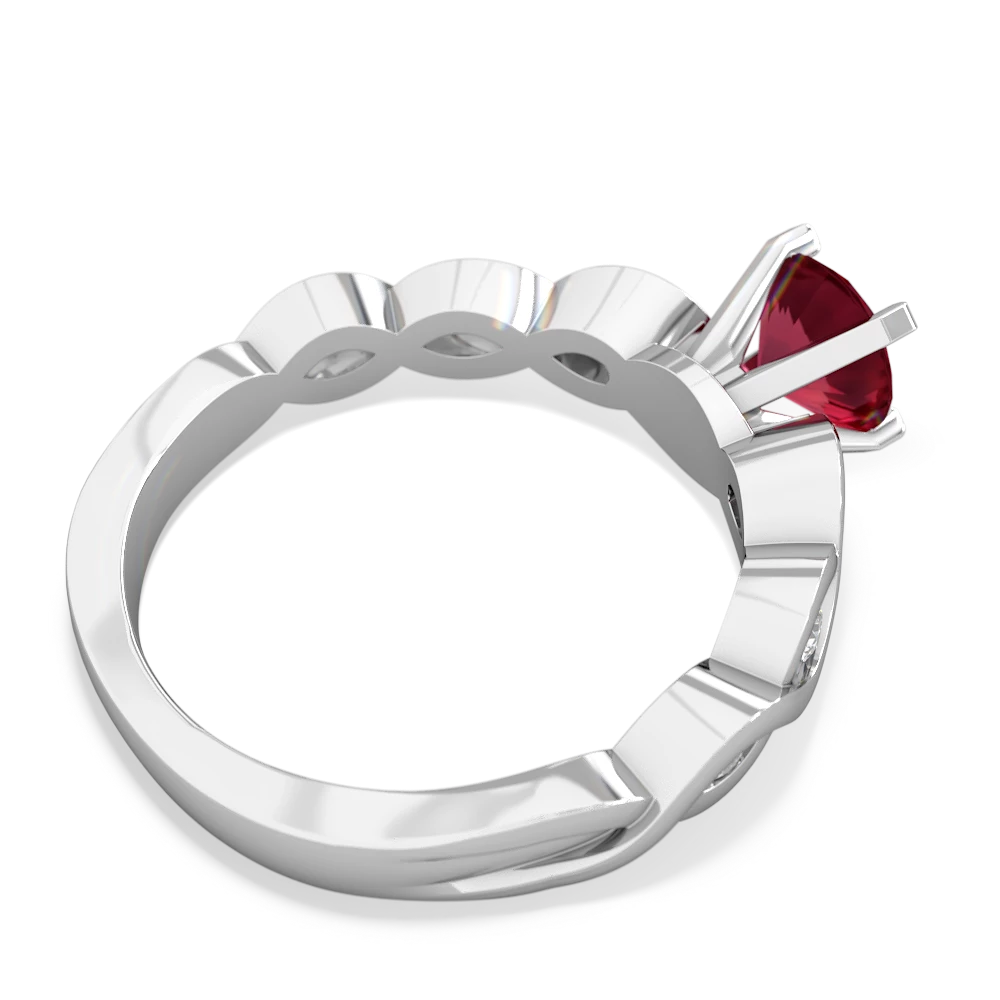 Lab Ruby Infinity 6Mm Round Engagement 14K White Gold ring R26316RD