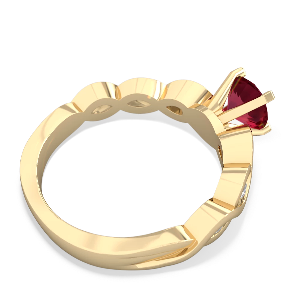 Lab Ruby Infinity 6Mm Round Engagement 14K Yellow Gold ring R26316RD