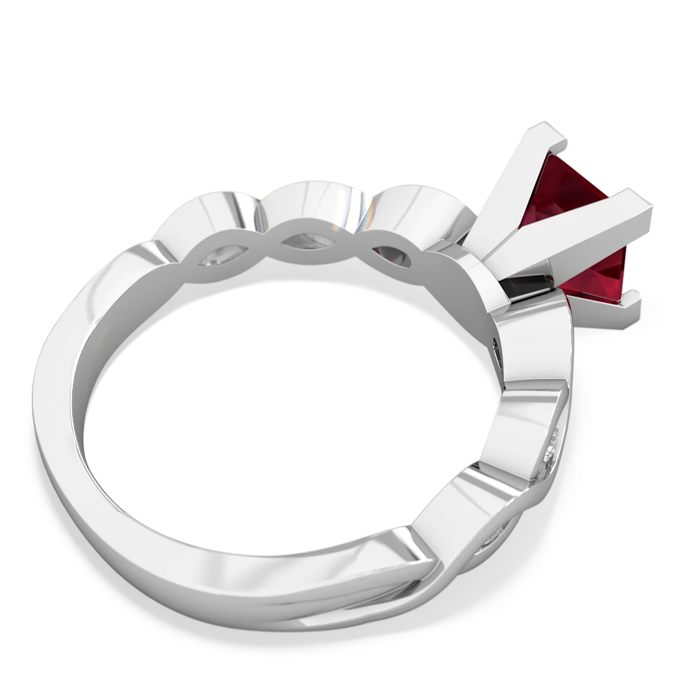 Lab Ruby Infinity 6Mm Princess Engagement 14K White Gold ring R26316SQ