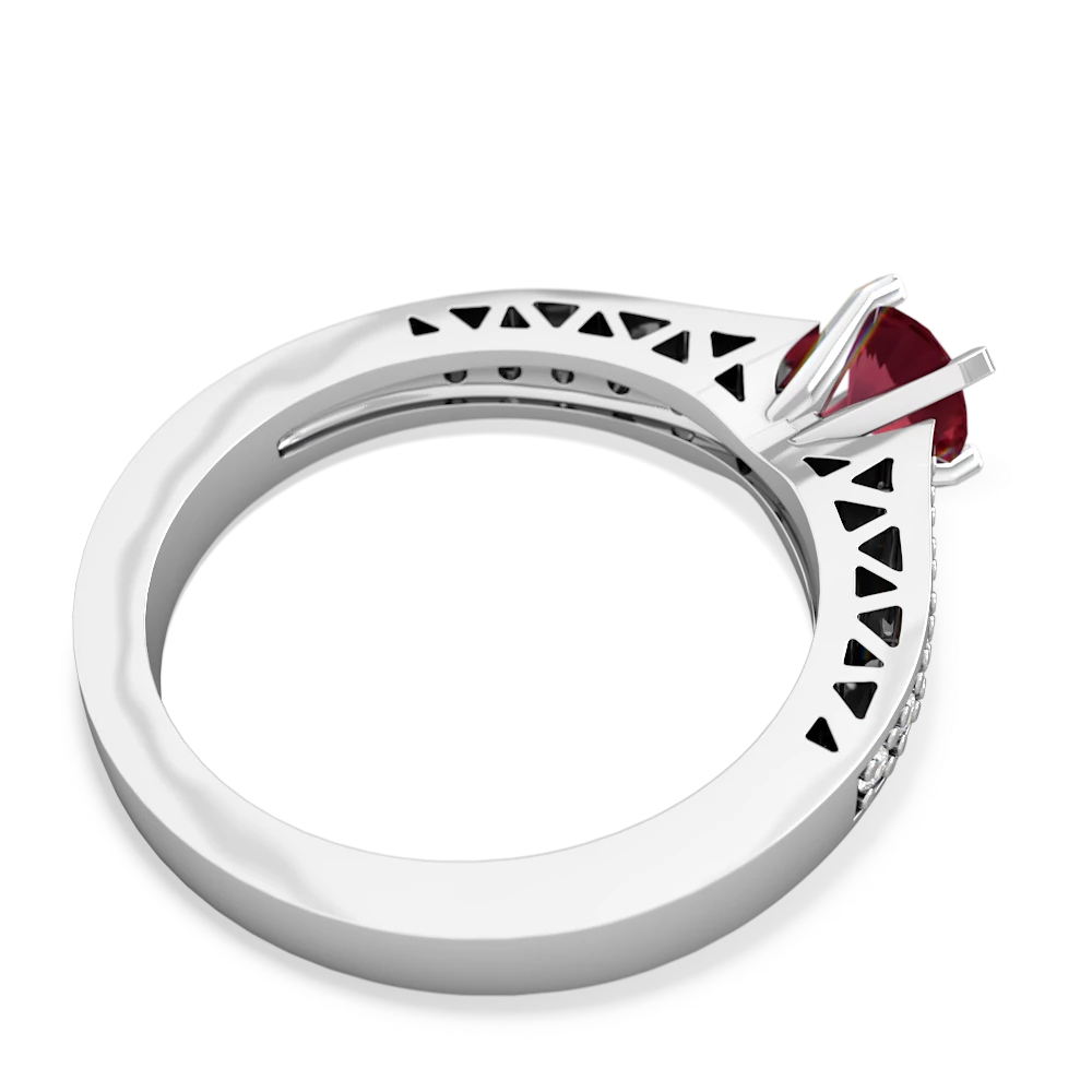 Lab Ruby Art Deco 14K White Gold ring R26355RD
