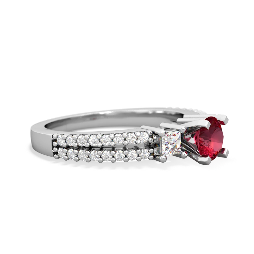 Lab Ruby Classic 5Mm Round Engagement 14K White Gold ring R26435RD