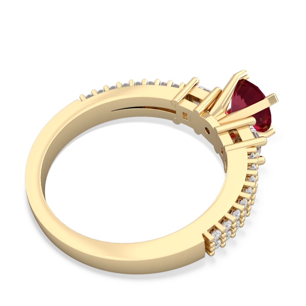 Lab Ruby Classic 6Mm Round Engagement 14K Yellow Gold ring R26436RD