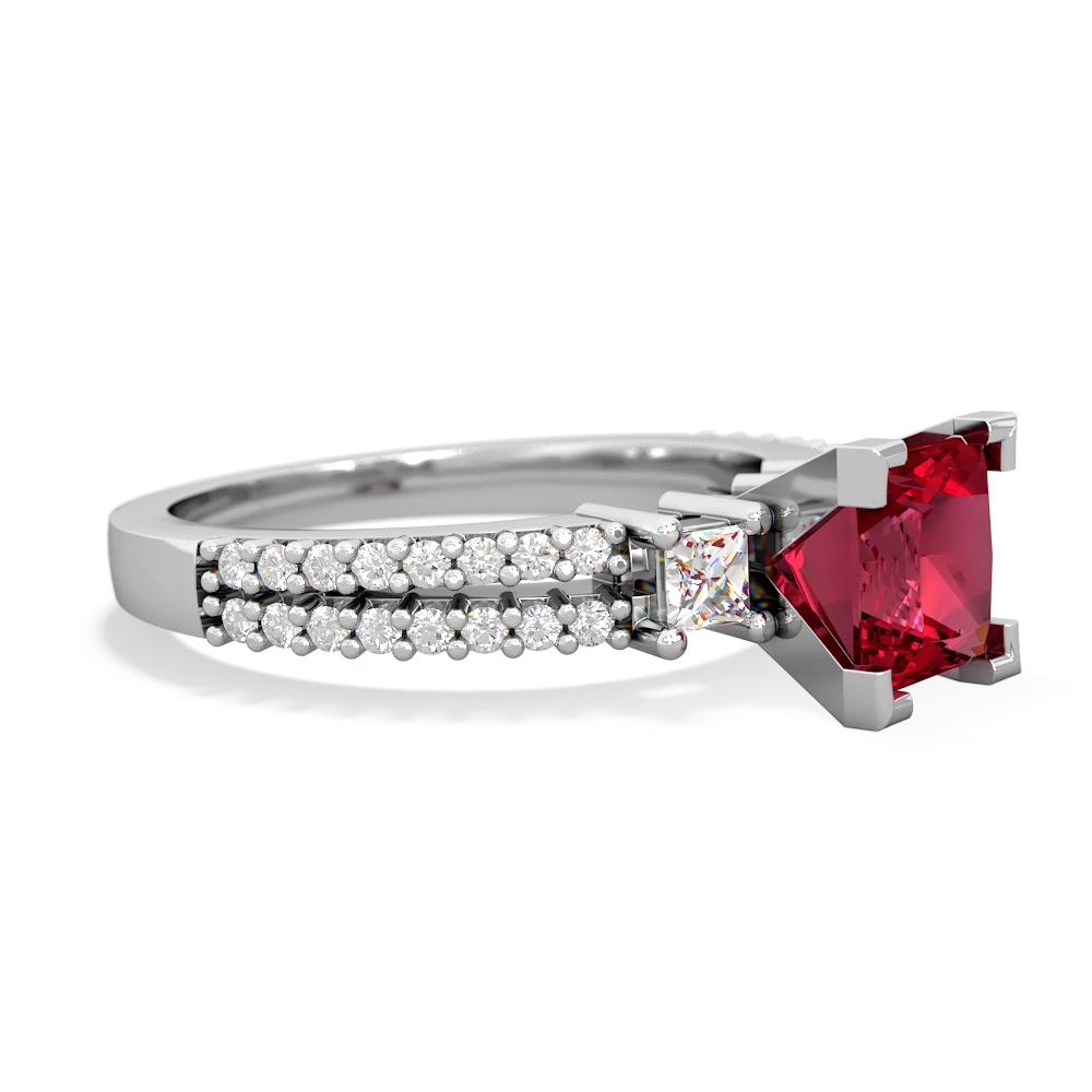 Lab Ruby Classic 6Mm Princess Engagement 14K White Gold ring R26436SQ