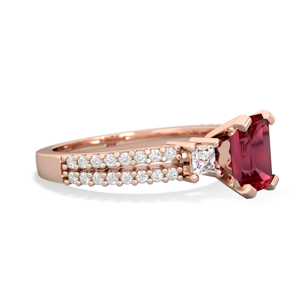 Lab Ruby Classic 7X5mm Emerald-Cut Engagement 14K Rose Gold ring R26437EM