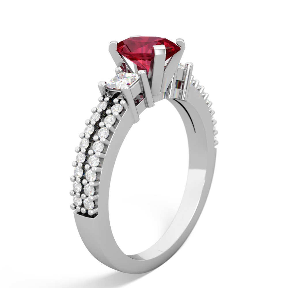 Lab Ruby Engagement 14K White Gold ring R26437VL
