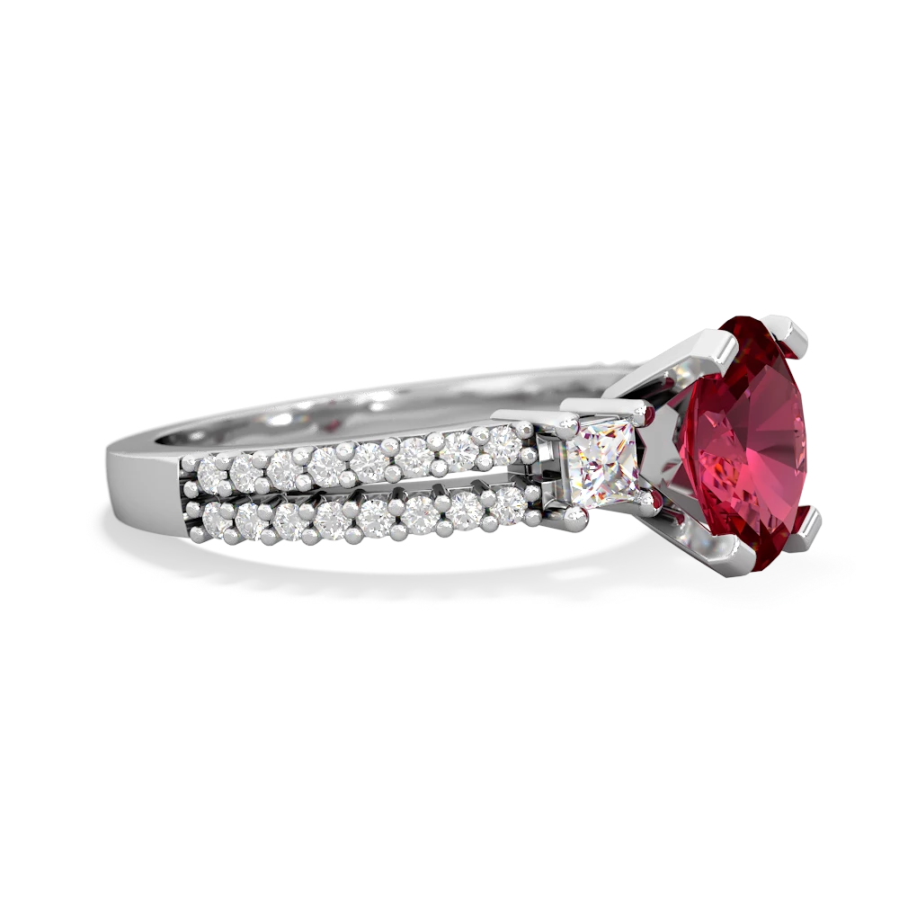Lab Ruby Classic 8X6mm Oval Engagement 14K White Gold ring R26438VL