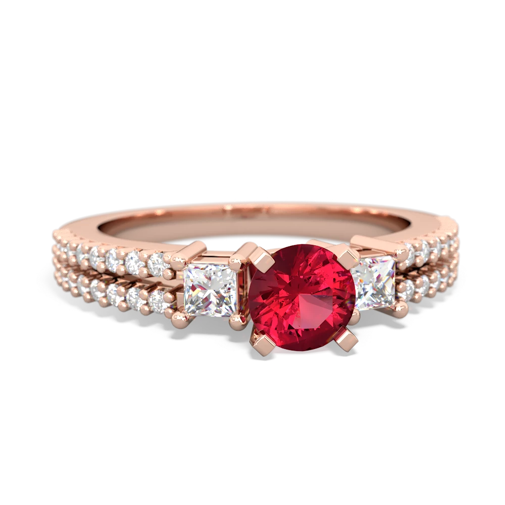 Lab Ruby Classic 5Mm Round Engagement 14K Rose Gold ring R26435RD