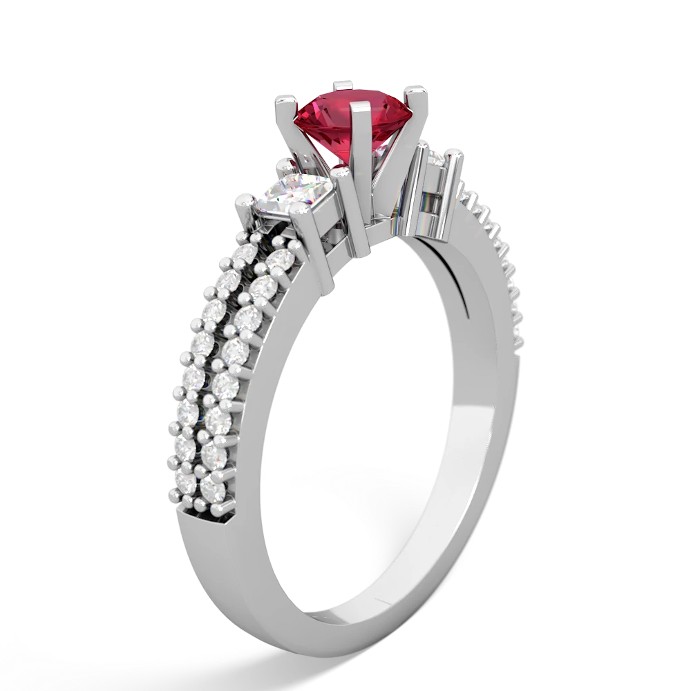 Lab Ruby Classic 5Mm Round Engagement 14K White Gold ring R26435RD