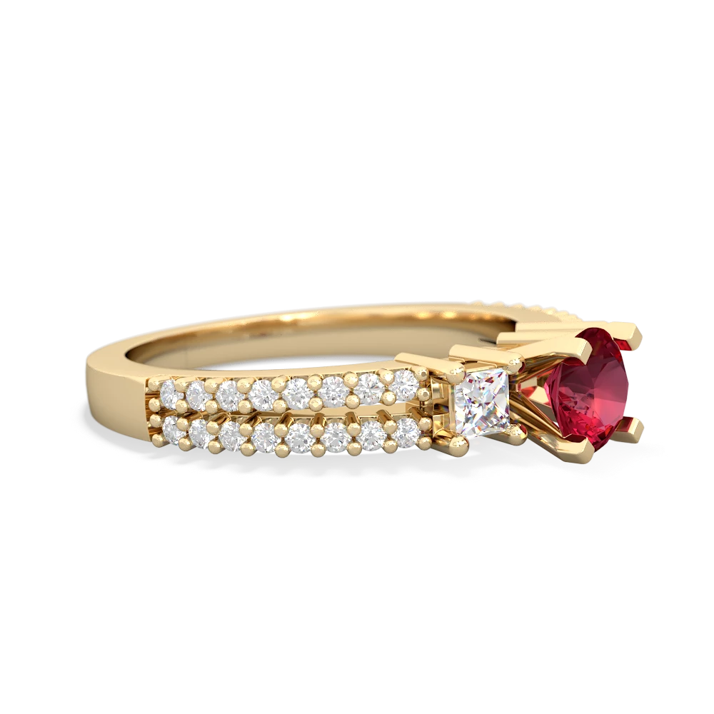 Lab Ruby Classic 5Mm Round Engagement 14K Yellow Gold ring R26435RD