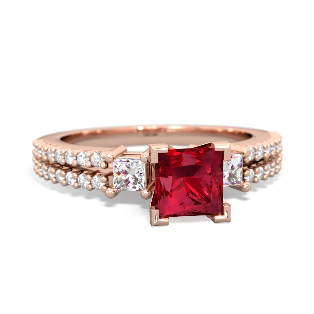 Lab Ruby Classic 5Mm Square Engagement 14K Rose Gold ring R26435SQ