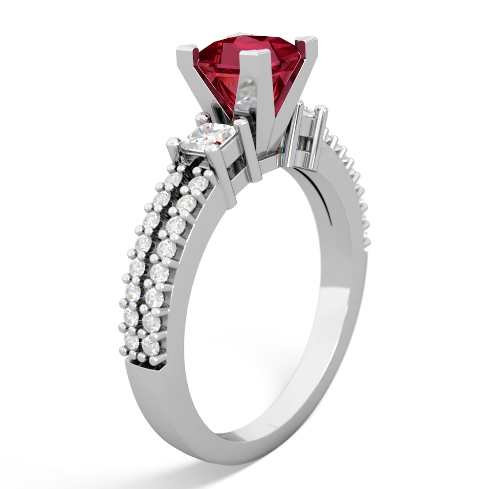 Lab Ruby Classic 5Mm Square Engagement 14K White Gold ring R26435SQ