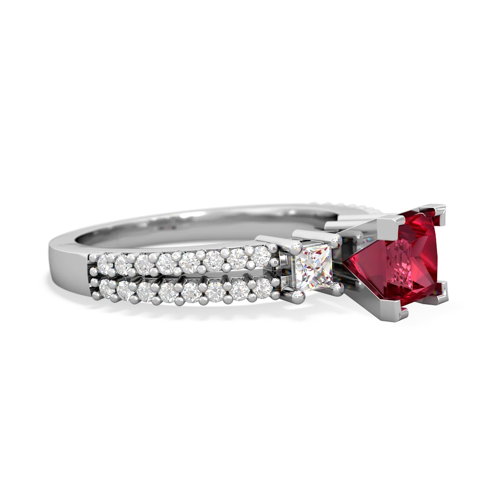 Lab Ruby Classic 5Mm Square Engagement 14K White Gold ring R26435SQ