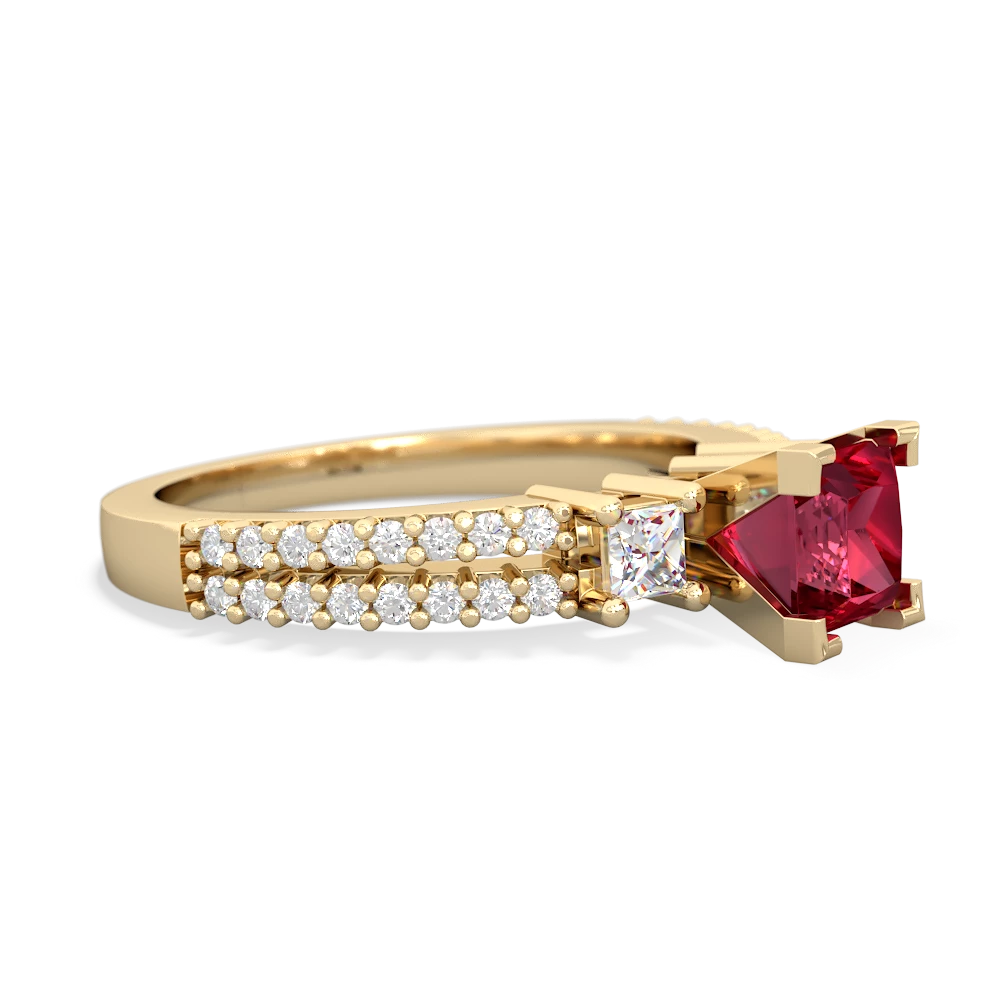 Lab Ruby Classic 5Mm Square Engagement 14K Yellow Gold ring R26435SQ