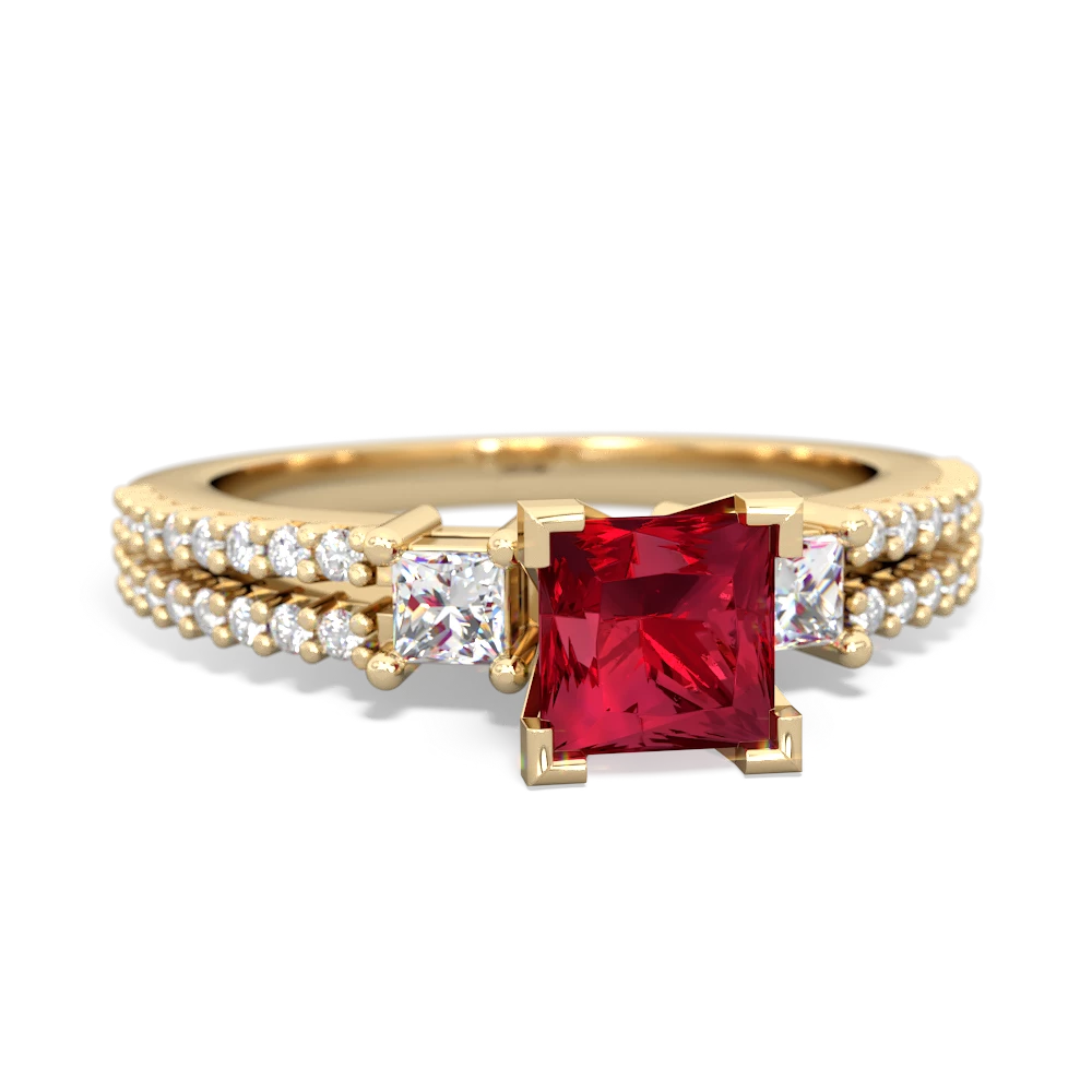 Lab Ruby Classic 5Mm Square Engagement 14K Yellow Gold ring R26435SQ