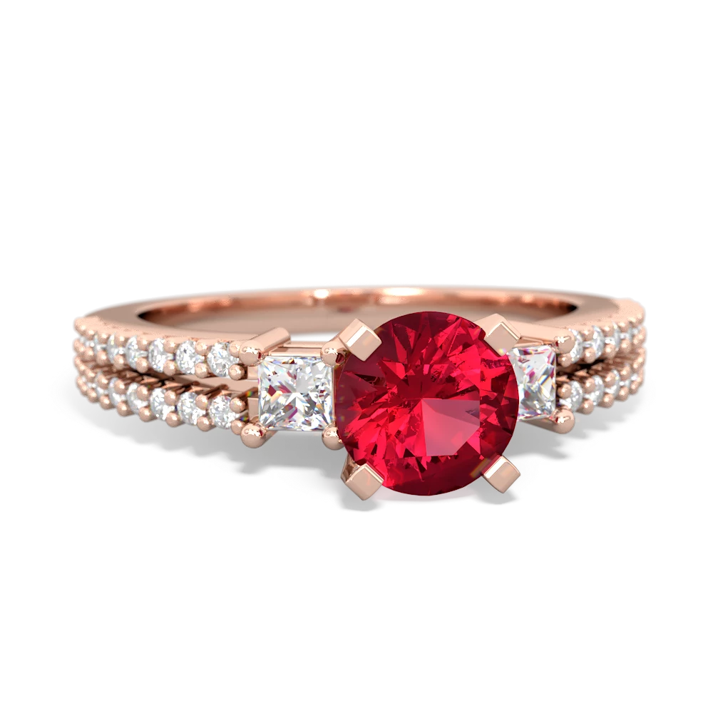 Lab Ruby Classic 6Mm Round Engagement 14K Rose Gold ring R26436RD