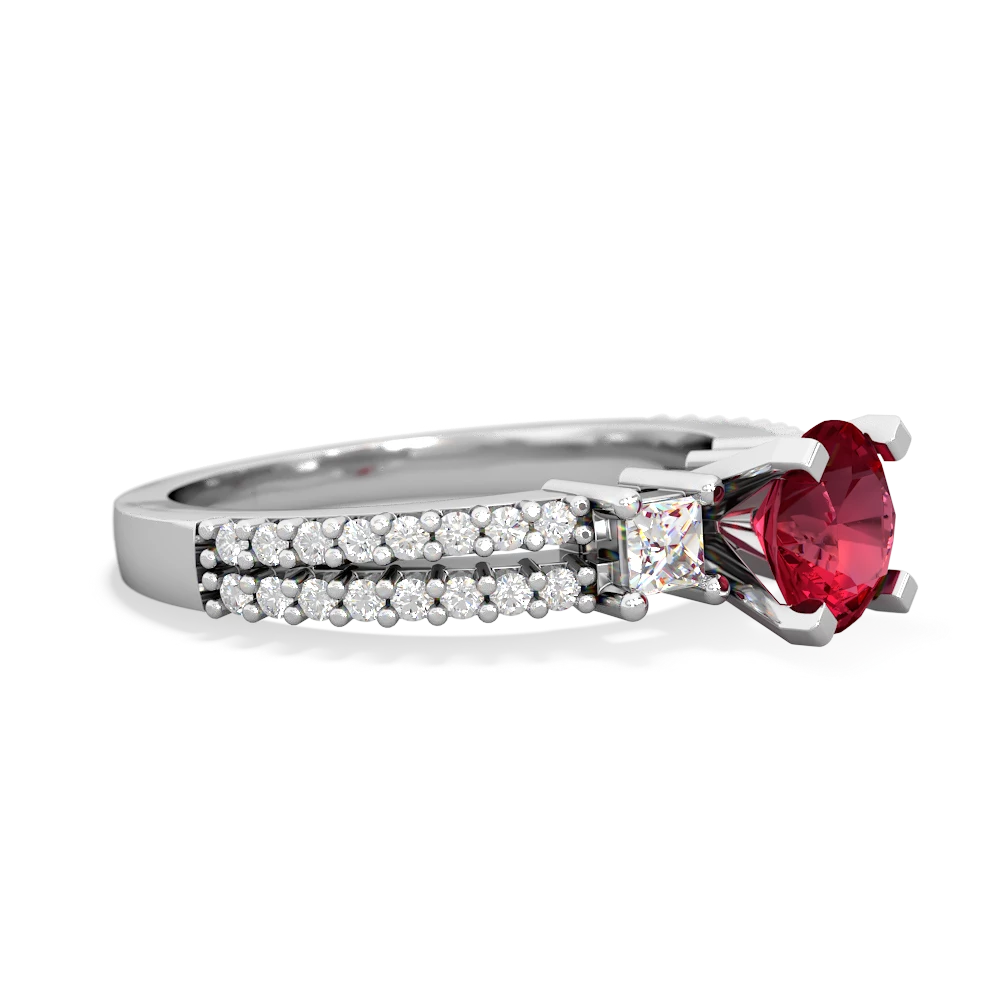 Lab Ruby Classic 6Mm Round Engagement 14K White Gold ring R26436RD