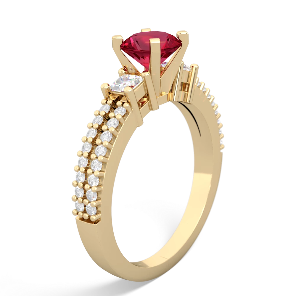 Lab Ruby Classic 6Mm Round Engagement 14K Yellow Gold ring R26436RD