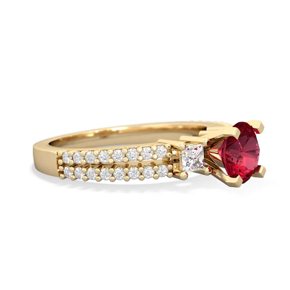 Lab Ruby Classic 6Mm Round Engagement 14K Yellow Gold ring R26436RD