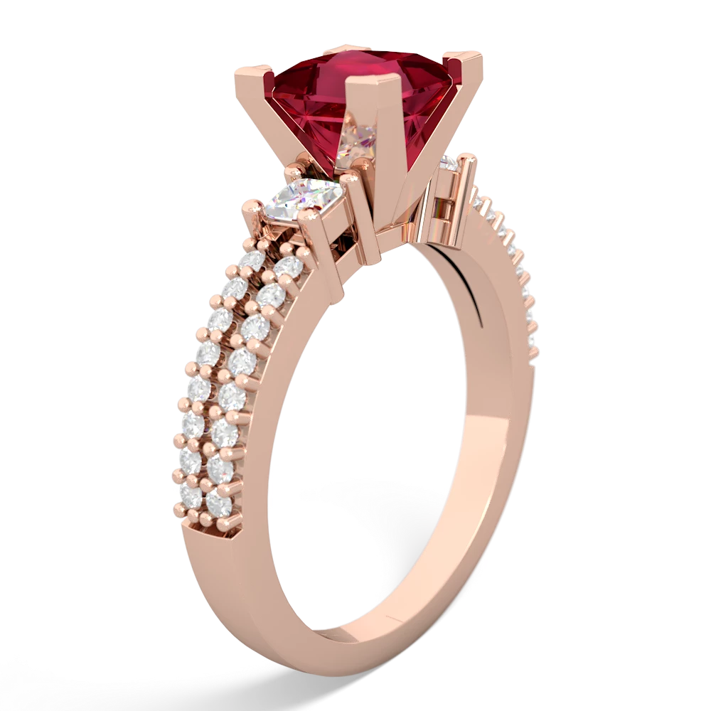 Lab Ruby Classic 6Mm Princess Engagement 14K Rose Gold ring R26436SQ