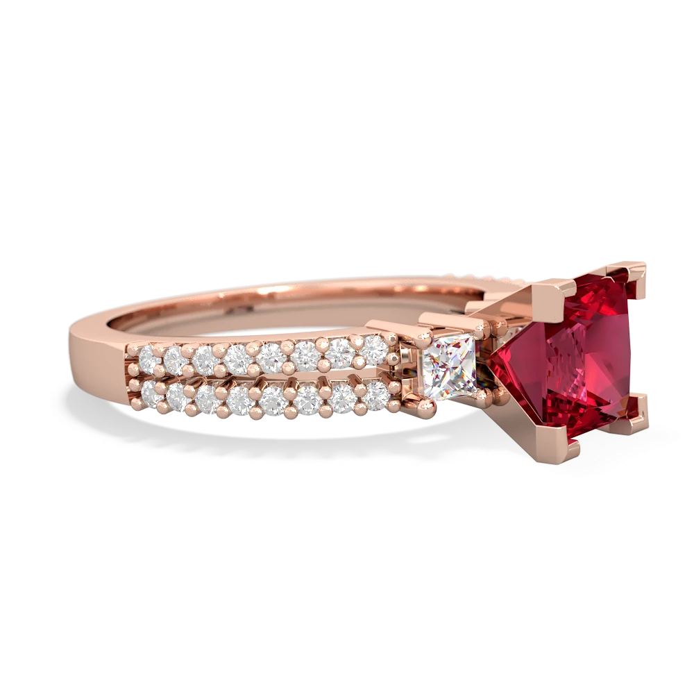 Lab Ruby Classic 6Mm Princess Engagement 14K Rose Gold ring R26436SQ