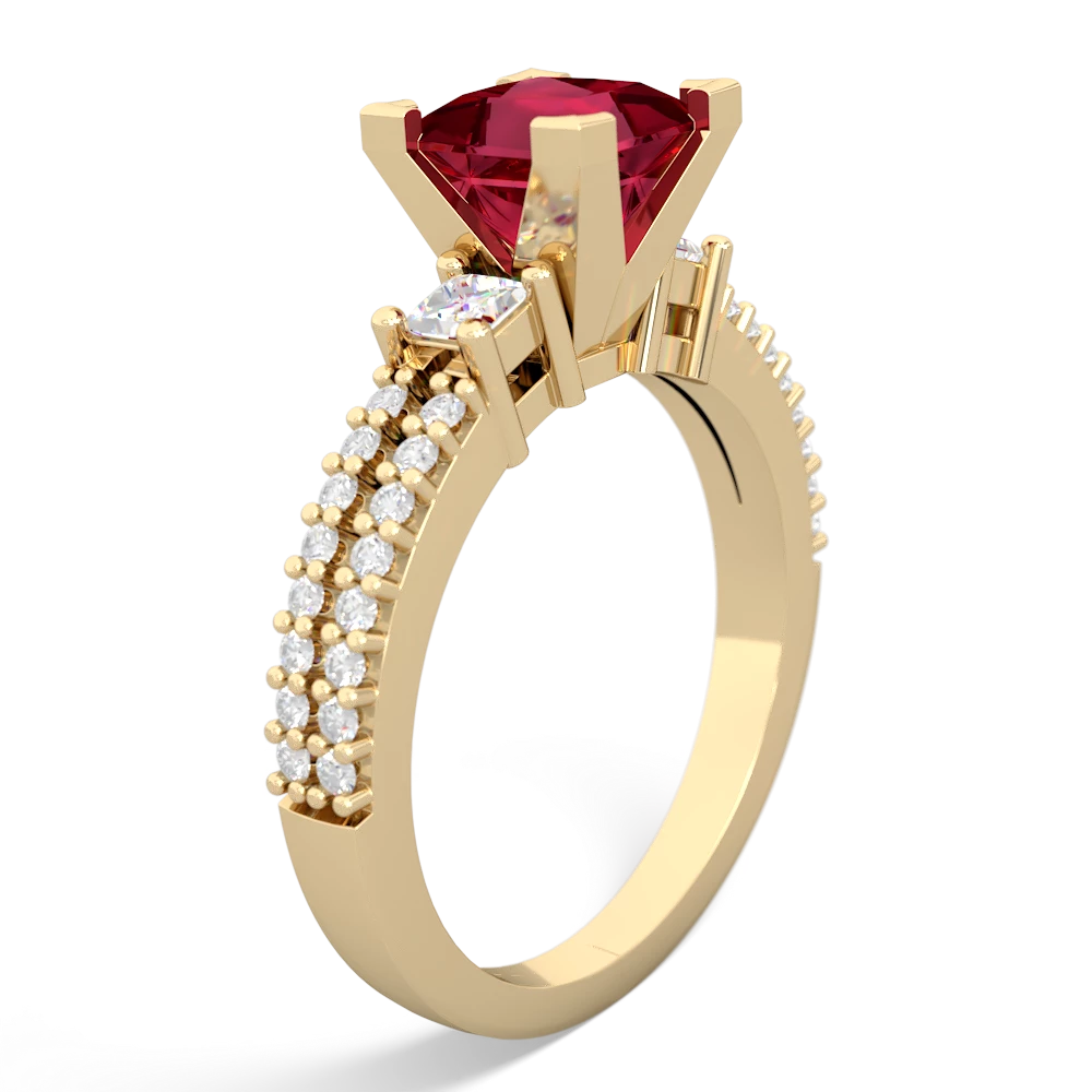 Lab Ruby Classic 6Mm Princess Engagement 14K Yellow Gold ring R26436SQ