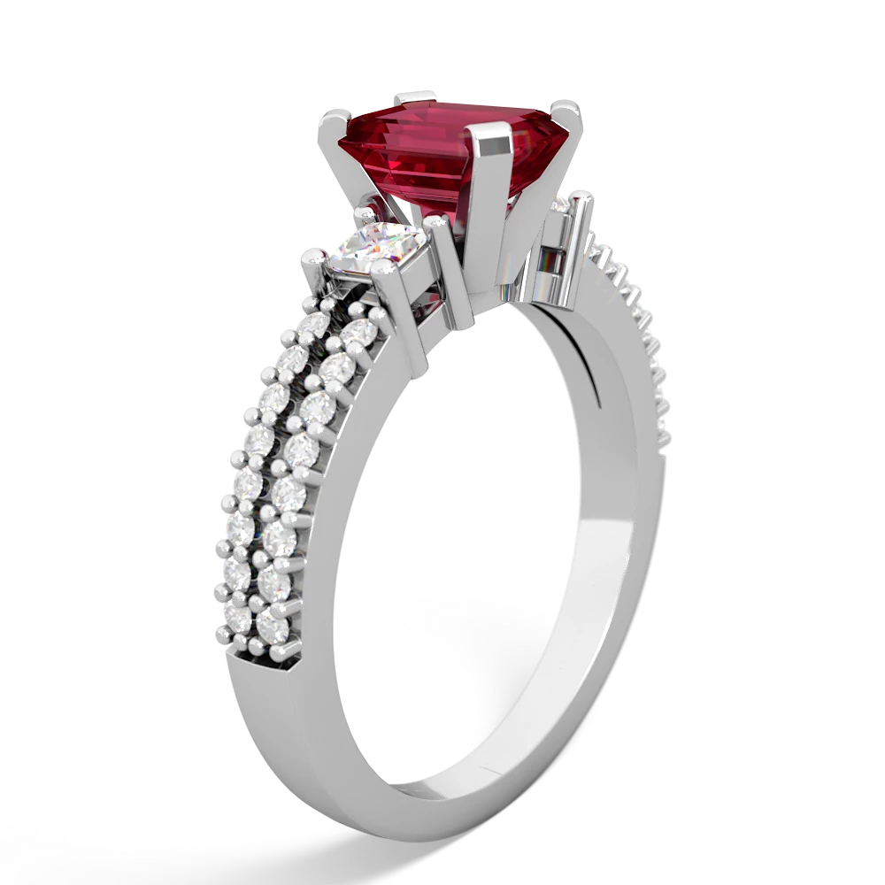 Lab Ruby Classic 7X5mm Emerald-Cut Engagement 14K White Gold ring R26437EM
