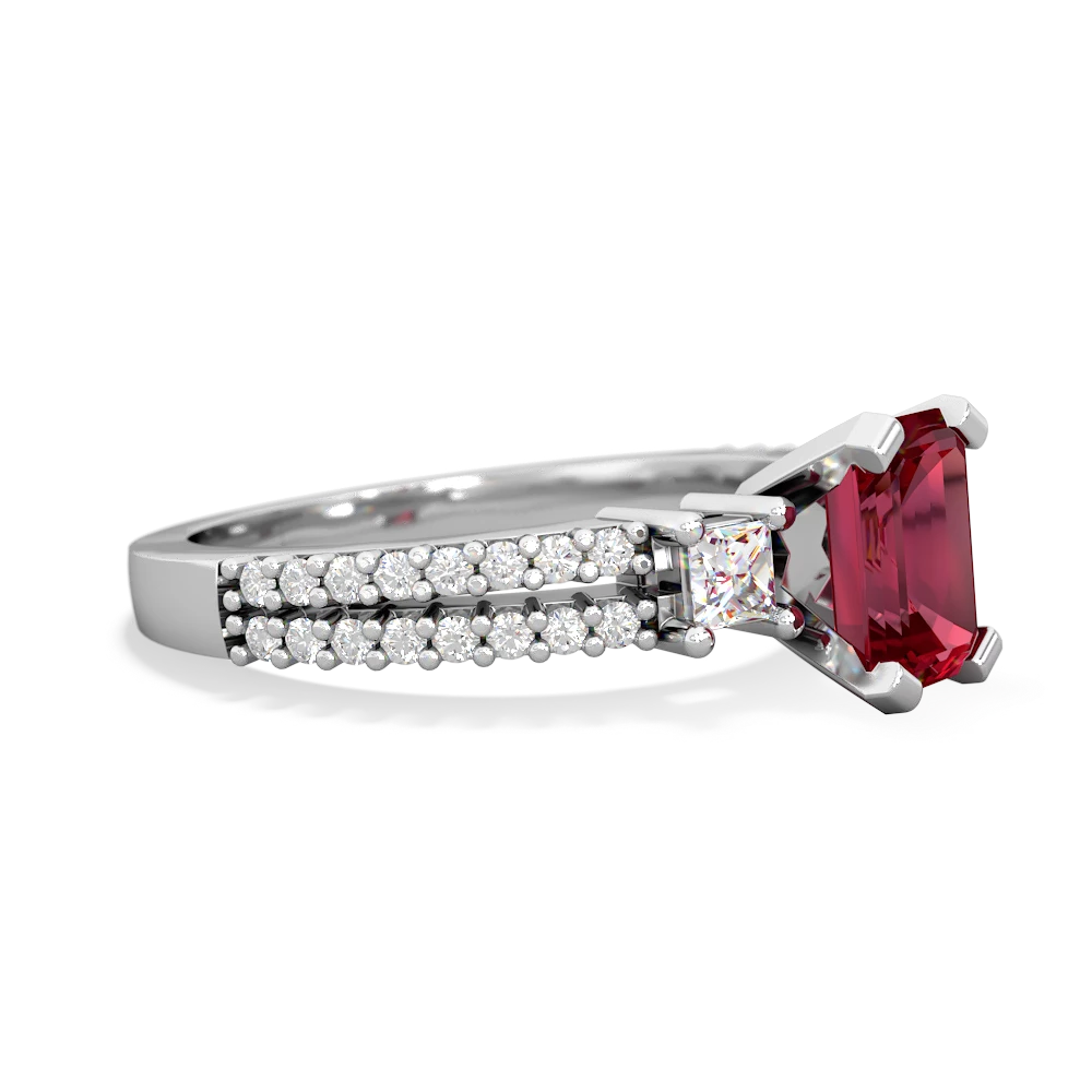 Lab Ruby Classic 7X5mm Emerald-Cut Engagement 14K White Gold ring R26437EM