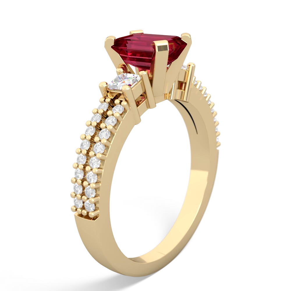 Lab Ruby Classic 7X5mm Emerald-Cut Engagement 14K Yellow Gold ring R26437EM