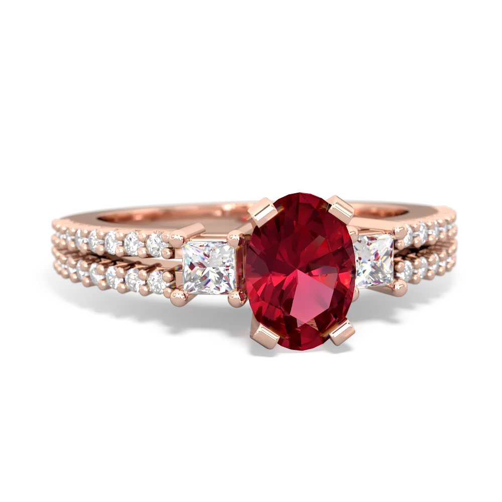 Lab Ruby Classic 7X5mm Oval Engagement 14K Rose Gold ring R26437VL