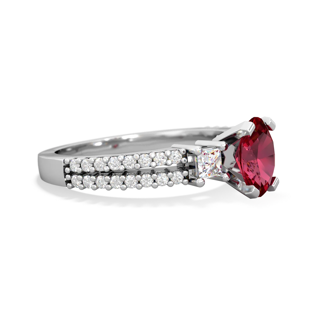 Lab Ruby Classic 7X5mm Oval Engagement 14K White Gold ring R26437VL