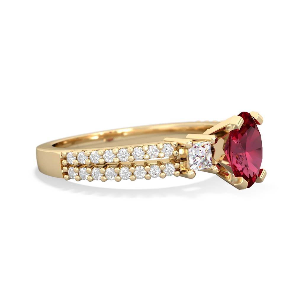 Lab Ruby Classic 7X5mm Oval Engagement 14K Yellow Gold ring R26437VL