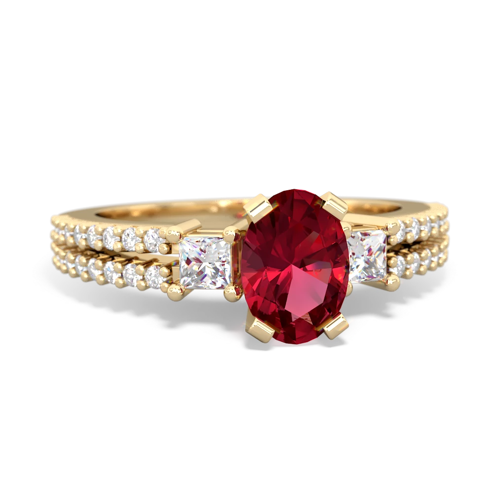 Lab Ruby Classic 7X5mm Oval Engagement 14K Yellow Gold ring R26437VL