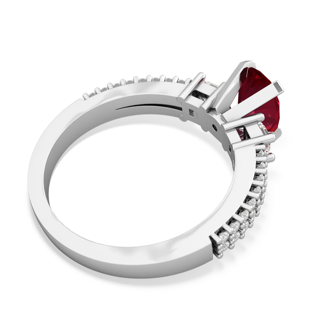 Lab Ruby Classic 8X6mm Oval Engagement 14K White Gold ring R26438VL