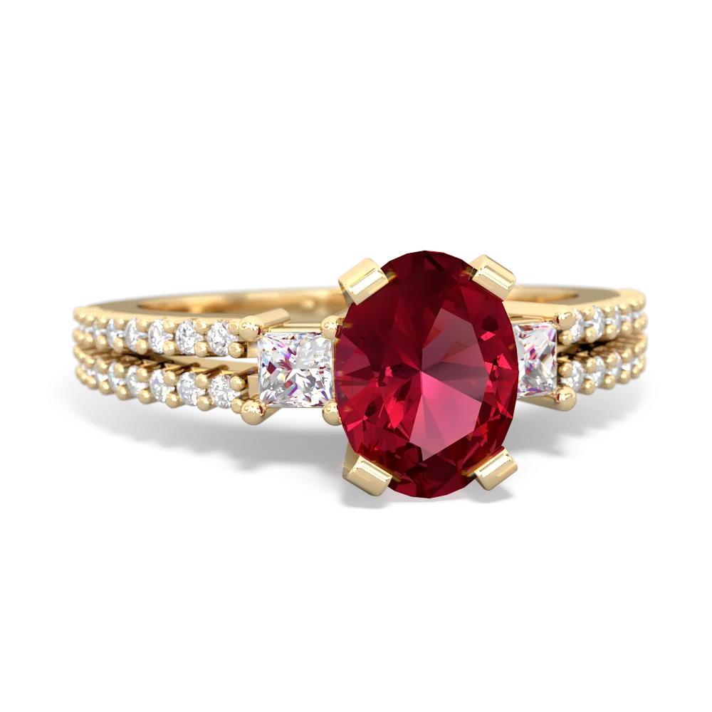 Lab Ruby Classic 8X6mm Oval Engagement 14K Yellow Gold ring R26438VL