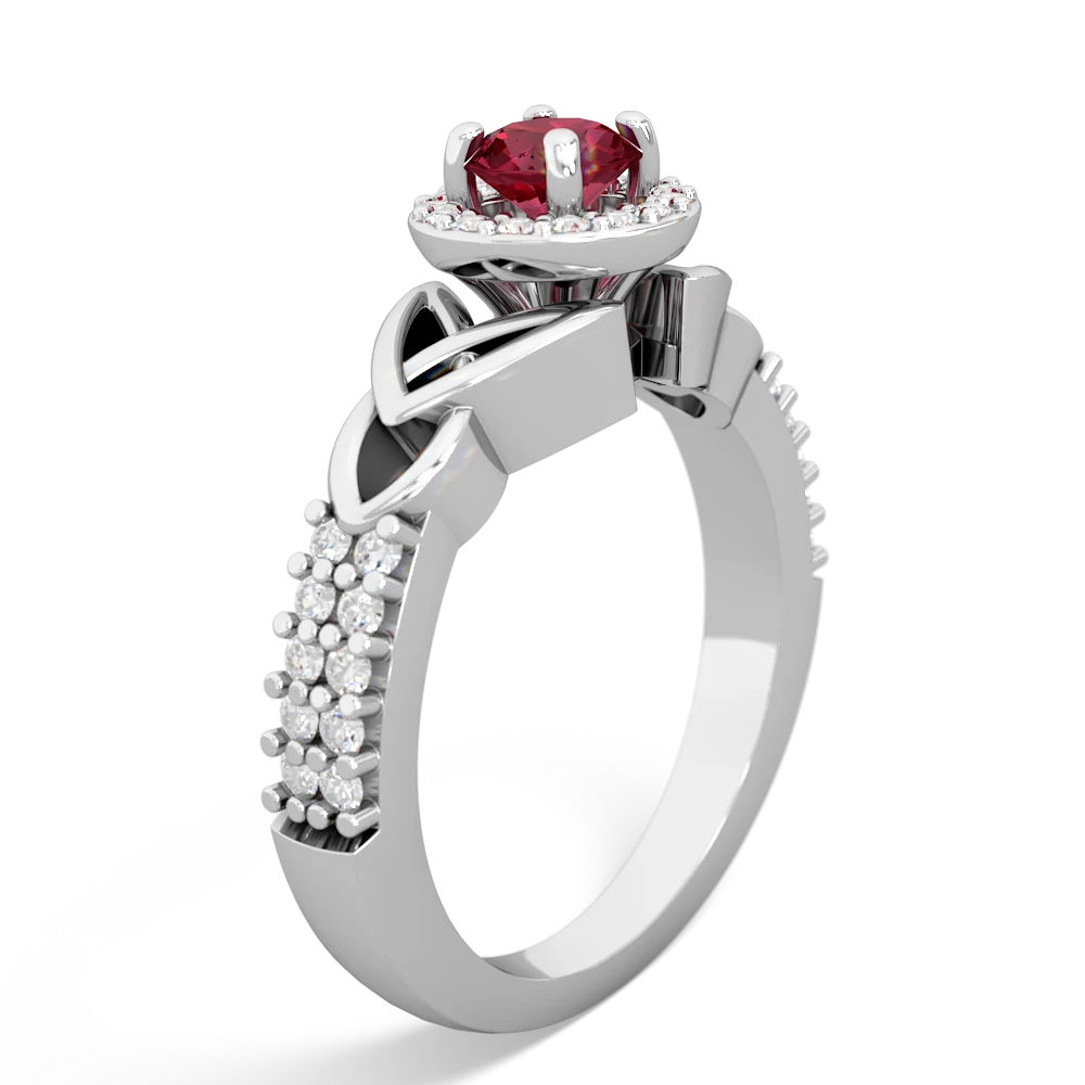 Lab Ruby Celtic Knot Halo 14K White Gold ring R26445RH