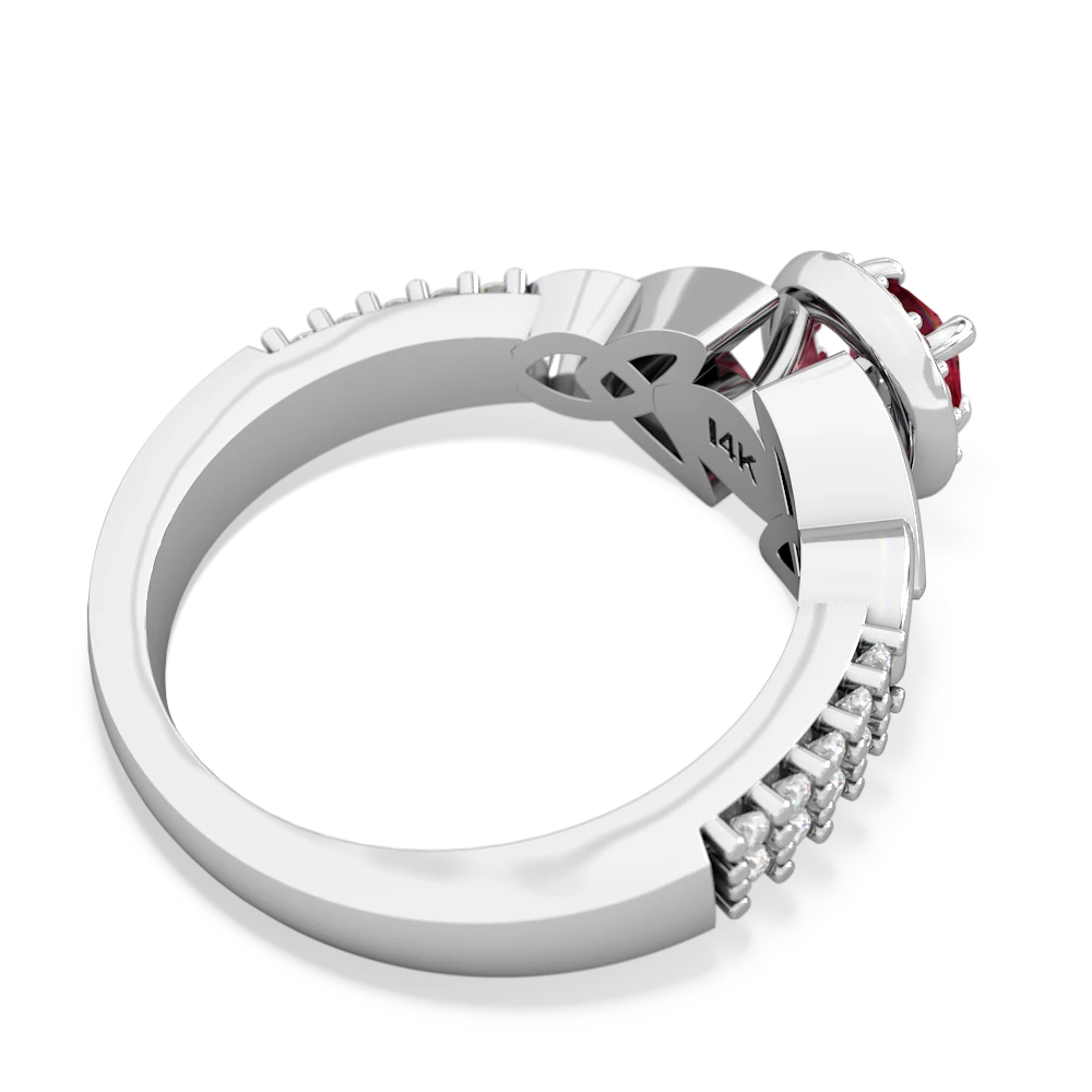 Lab Ruby Celtic Knot Halo 14K White Gold ring R26445RH
