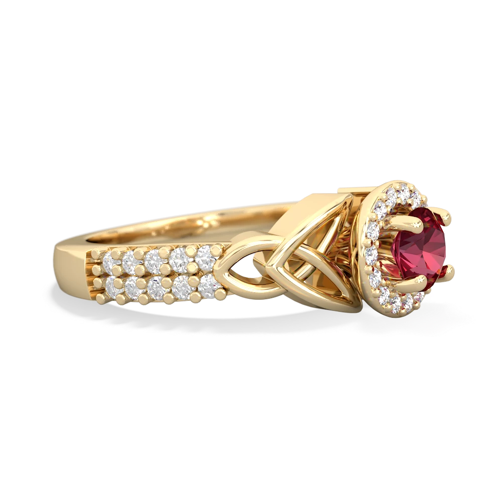 Lab Ruby Celtic Knot Halo 14K Yellow Gold ring R26445RH
