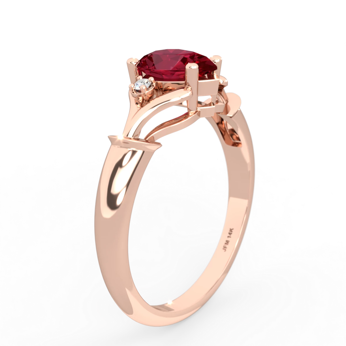 Lab Ruby Precious Pear 14K Rose Gold ring R0826